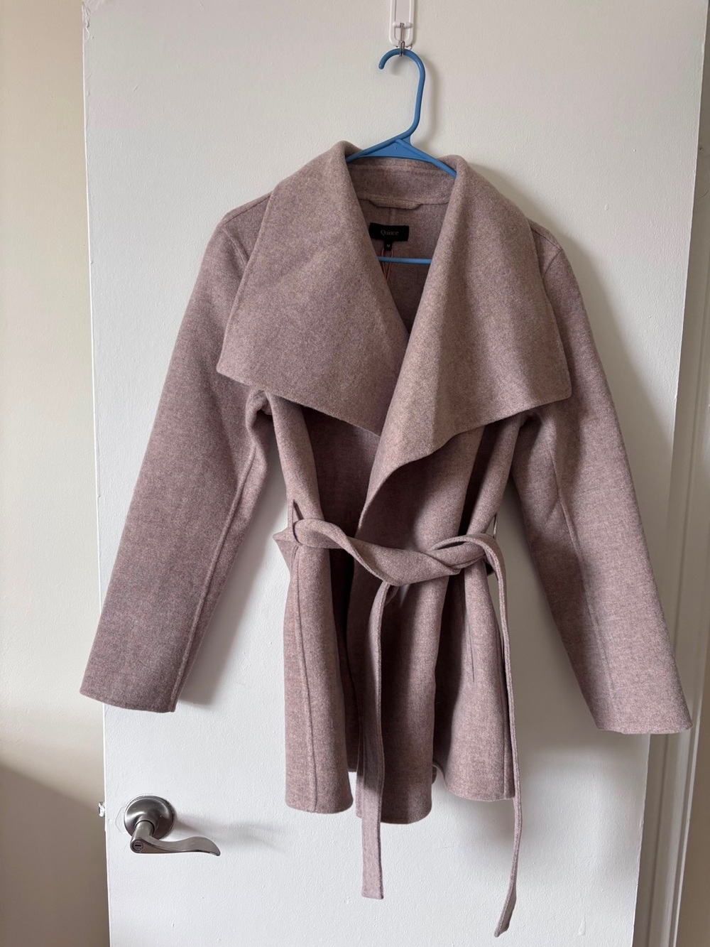 Quince Dusty Rose Wrap Coat with Belt